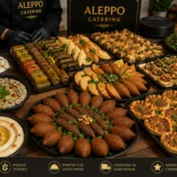 Premium Catering Paket Berlin mit arabischem Buffet, Kibbeh, Yalangi, Lahmacun, Hummus und Baba Ganoush für Firmenfeiern und Events in Berlin